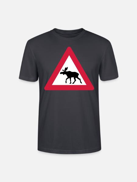 Warning Moose Sign - Stanley/Stella CRAFTER Unisex Organic T-Shirt - India Ink Grey