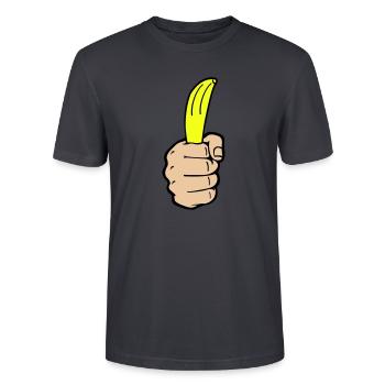 Banane à la main - T-shirt bio CRAFTER Stanley Stella Unisexe - bleu gris foncé - Devant - Alina (178cm) & Michal (187cm)