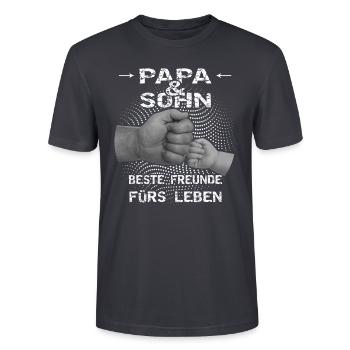 Papa und Sohn beste Freunde Geschenk Idee - Stanley/Stella Unisex Bio-T-Shirt CRAFTER - Dunkles Graublau - Vorne - Alina (178cm) & Michal (187cm)