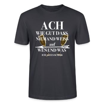 Ach wie gut dass niemand weiss auf wen und was - Stanley/Stella Unisex Bio-T-Shirt CRAFTER - Dunkles Graublau - Vorne - Alina (178cm) & Michal (187cm)