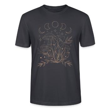 Igel im Traumland - Lineart - Stanley/Stella Unisex Bio-T-Shirt CRAFTER - Dunkles Graublau - Vorne - Alina (178cm) & Michal (187cm)