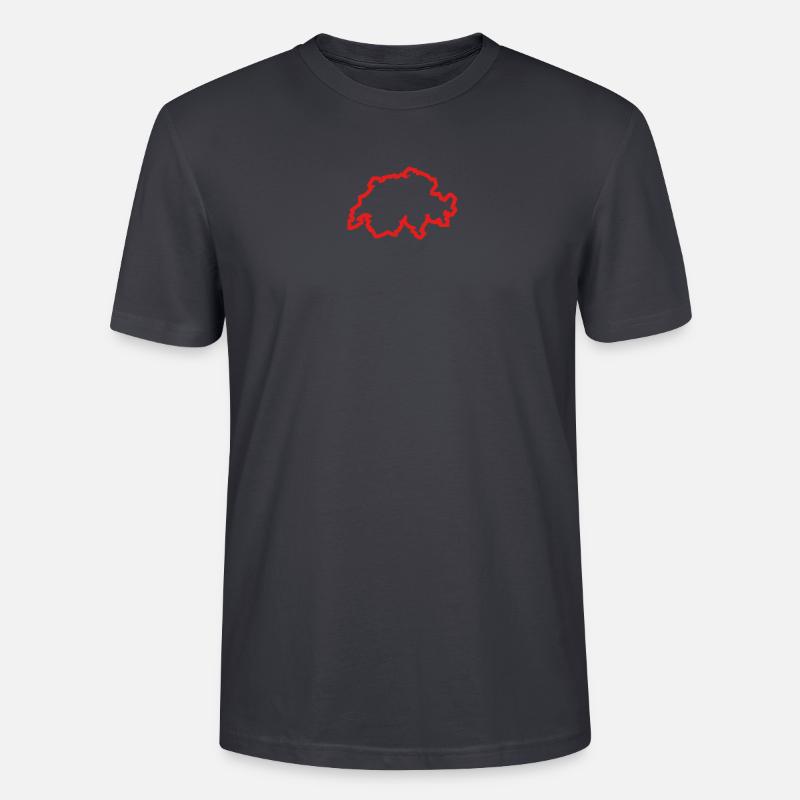 Swiss Outlined Map - Stanley/Stella Unisex Bio-T-Shirt CRAFTER - Dunkles Graublau