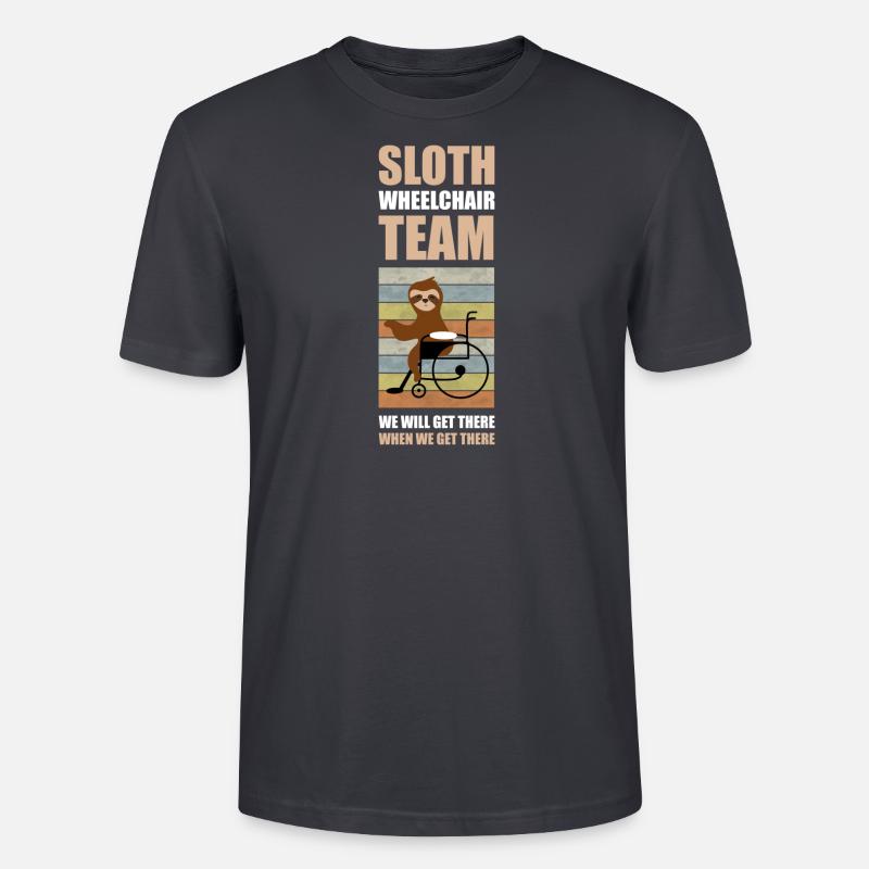Faultier Rollstuhl Behindert Behinderung Geschenk - Stanley/Stella Unisex Bio-T-Shirt CRAFTER - Dunkles Graublau