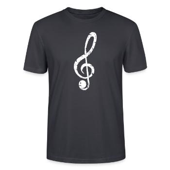 Notenschlüssel - Stanley/Stella Unisex Bio-T-Shirt CRAFTER - Dunkles Graublau - Vorne - Alina (178cm) & Michal (187cm)