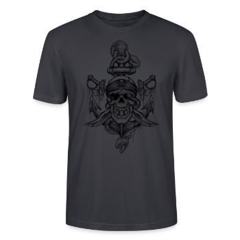 Skull - T-shirt bio CRAFTER Stanley Stella Unisexe - bleu gris foncé - Devant - Alina (178cm) & Michal (187cm)