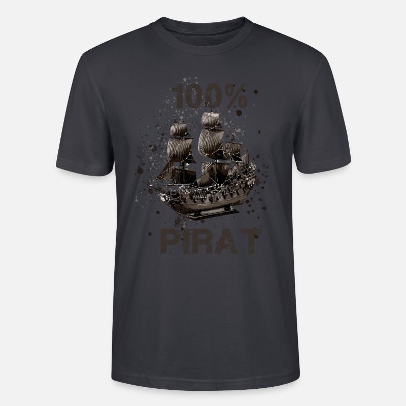 segelschiff,Schiff,Boot,Graffiti, 100% pirat - Stanley/Stella Unisex Bio-T-Shirt CRAFTER - Dunkles Graublau