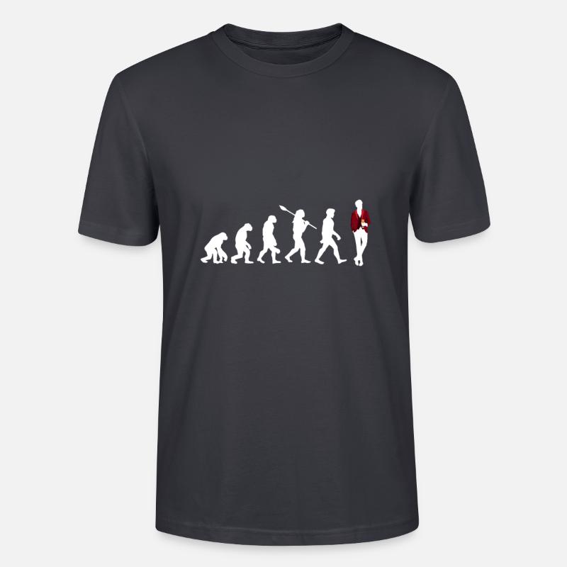 Evolution des Weintrinker - Stanley/Stella Unisex Bio-T-Shirt CRAFTER - Dunkles Graublau