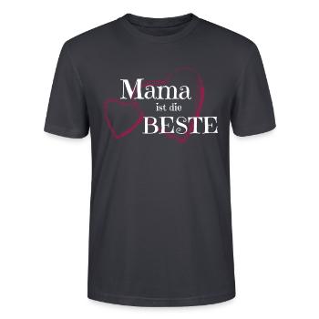 Super Mom Beste Mama Muttertag - Stanley/Stella Unisex Bio-T-Shirt CRAFTER - Dunkles Graublau - Vorne - Alina (178cm) & Michal (187cm)