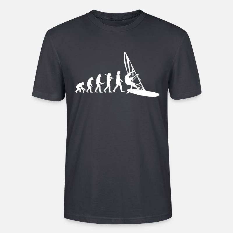 Windsurfing Evolution Surfer Wasser Geschenk - Stanley/Stella Unisex Bio-T-Shirt CRAFTER - Dunkles Graublau