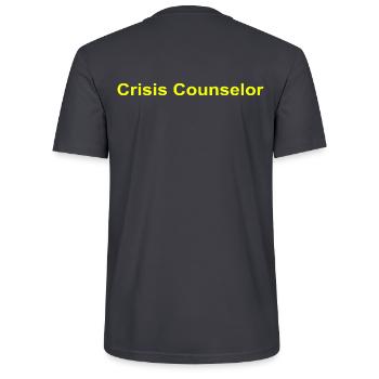 Crisis Counselor - Stanley/Stella CRAFTER Unisex Organic T-Shirt - India Ink Grey - Back - Michal (187cm)