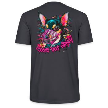 Cute but Spicy - Chihuahua - Stanley/Stella Unisex Bio-T-Shirt CRAFTER - Dunkles Graublau - Hinten - Michal (187cm)