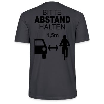 Bitte Abstand Halten Fahrrad Fahrradfahrer - Stanley/Stella Unisex Bio-T-Shirt CRAFTER - Dunkles Graublau - Hinten - Michal (187cm)
