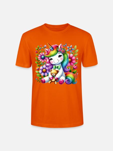 Regenbogen Einhorn Blumentraum - Stanley/Stella Unisex Bio-T-Shirt CRAFTER - Tieforange