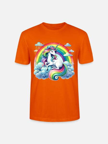 Regenbogen-Einhorn auf Wolken - Stanley/Stella Unisex Bio-T-Shirt CRAFTER - Tieforange