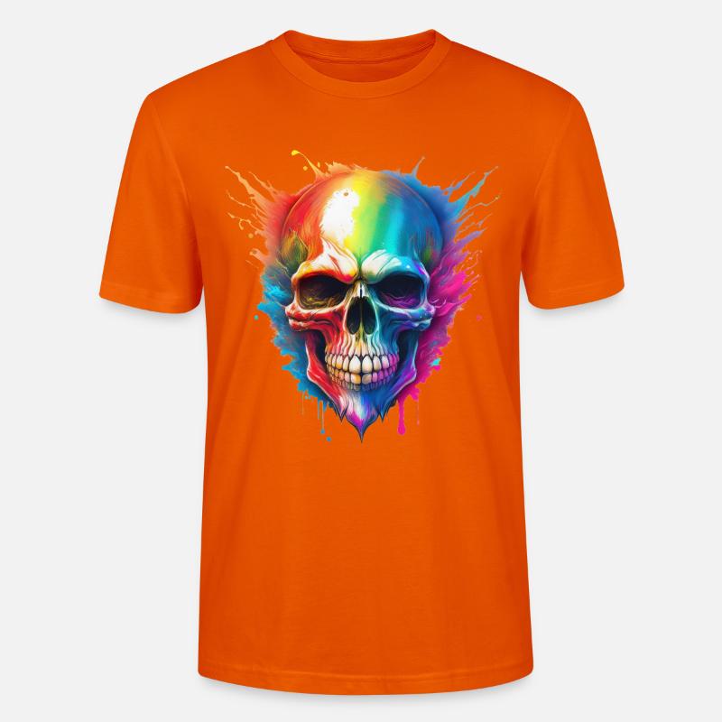 Regenbogen-Schädel Farbexplosion - Stanley/Stella Unisex Bio-T-Shirt CRAFTER - Tieforange