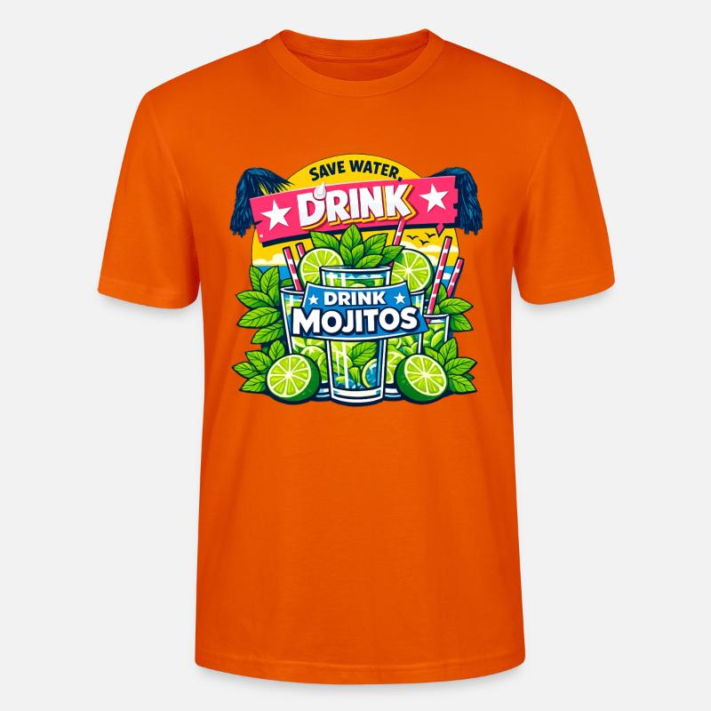 Spar das Wasser, trink Mojitos - Stanley/Stella Unisex Bio-T-Shirt CRAFTER - Tieforange
