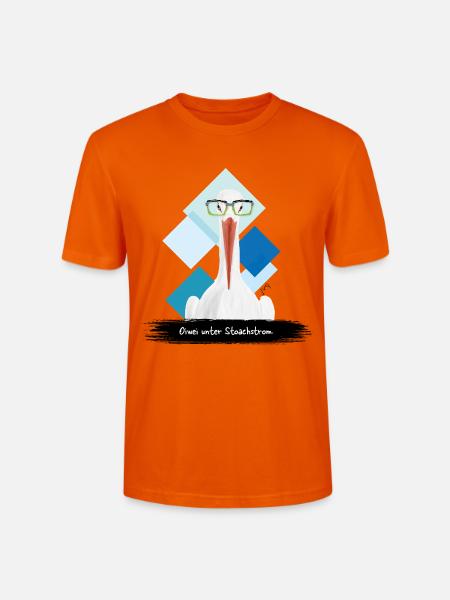 JvG Storch "Oiwei unter Stoachstrom." - Stanley/Stella Unisex Bio-T-Shirt CRAFTER - Tieforange