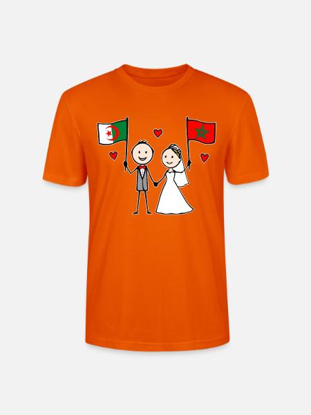 Hochzeitspaar Algerien Marokko Flagge - Stanley/Stella Unisex Bio-T-Shirt CRAFTER - Tieforange