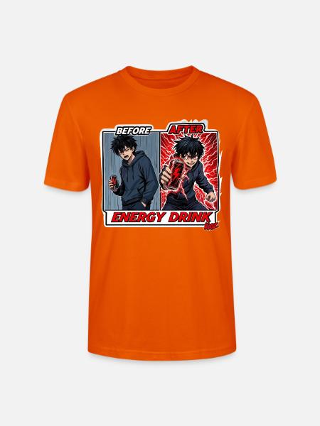 Vorher Nachher Energie-Drink Comic - Stanley/Stella Unisex Bio-T-Shirt CRAFTER - Tieforange