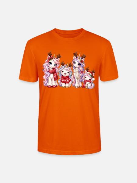 Weihnachts-Einhörner mit Rentiergeweih - Stanley/Stella Unisex Bio-T-Shirt CRAFTER - Tieforange