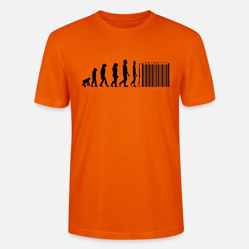 Evolution barcode - Stanley/Stella CRAFTER Unisex Organic T-Shirt - bright orange