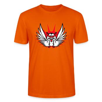 Eule Vogel Uhu Nachtvogel Schleiereule fliegt Cool - Stanley/Stella Unisex Bio-T-Shirt CRAFTER - Tieforange - Vorne - Alina (178cm) & Michal (187cm)