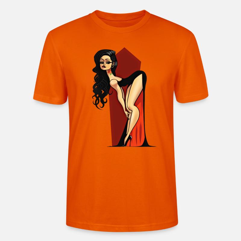 Vampire Pin-up - Stanley/Stella CRAFTER Unisex Organic T-Shirt - bright orange
