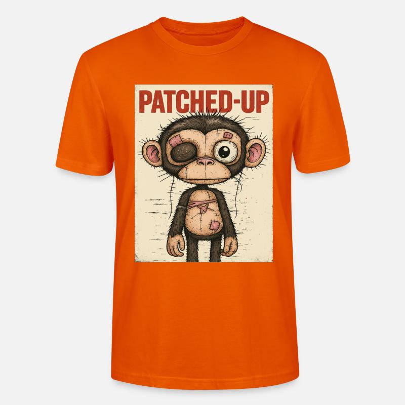 Patchwork Affe: Gepatcht und Tapfer - Stanley/Stella Unisex Bio-T-Shirt CRAFTER - Tieforange