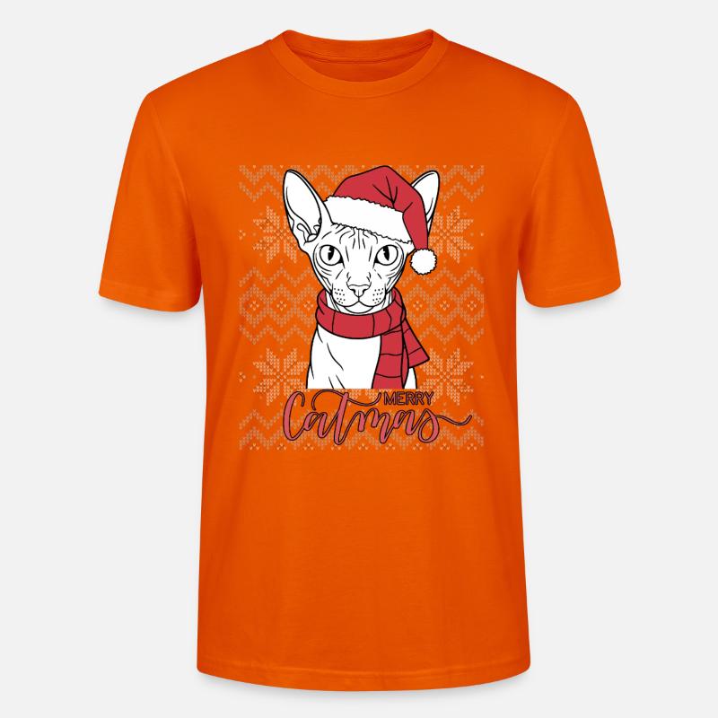 Chat Sphynx Noël Écharpe Bonnet - T-shirt bio CRAFTER Stanley Stella Unisexe - orange profond