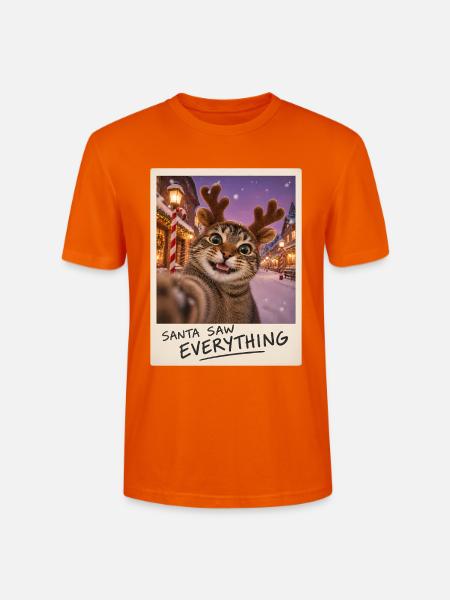 Santa Saw Everything Katze Selfie - Stanley/Stella Unisex Bio-T-Shirt CRAFTER - Tieforange