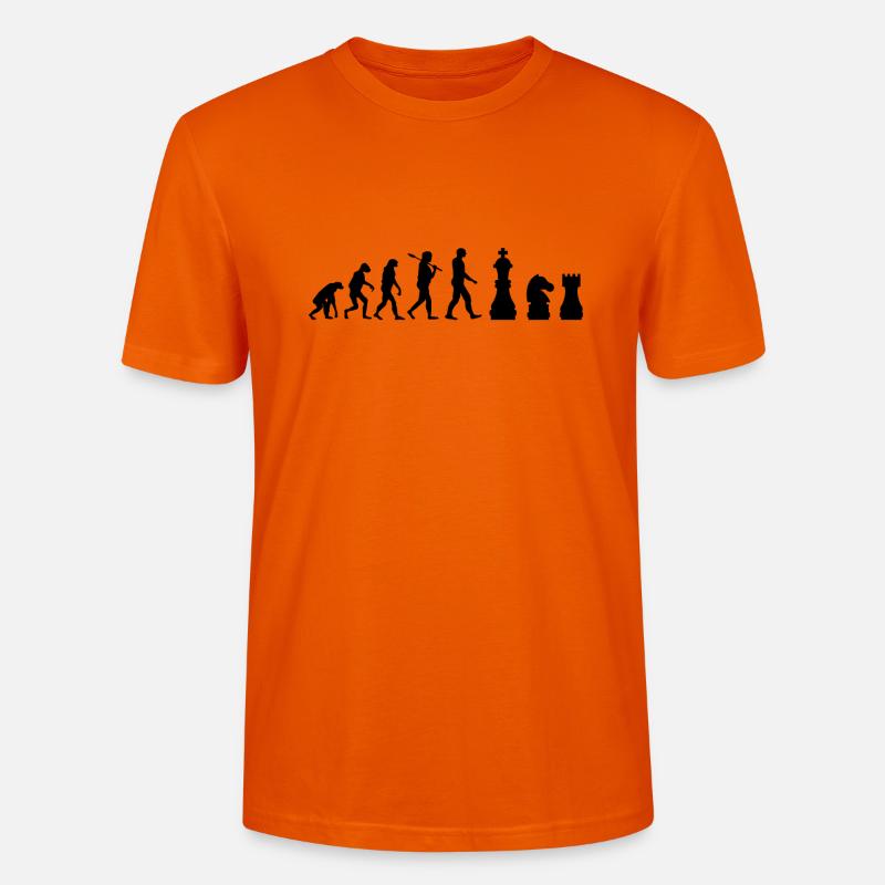 Schachfiguren Evolution Schach Geschenk - Stanley/Stella Unisex Bio-T-Shirt CRAFTER - Tieforange
