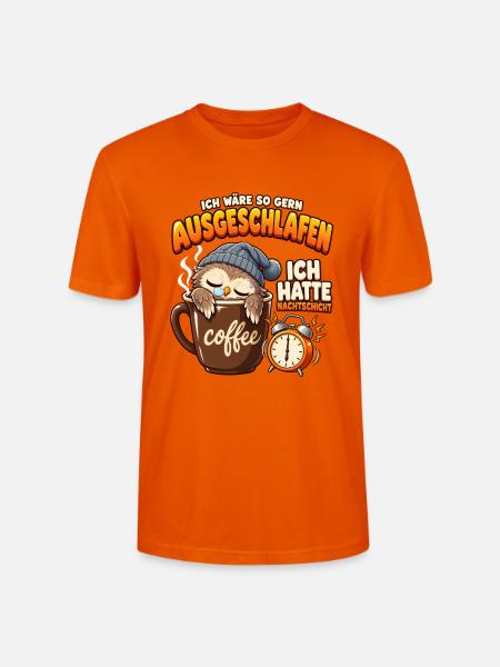 Nachtschicht: Müde Eule mit Kaffee - Stanley/Stella Unisex Bio-T-Shirt CRAFTER - Tieforange