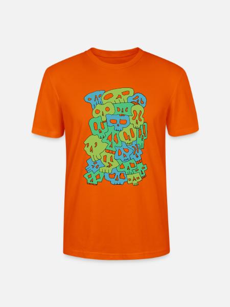 Skulls (Greens, transparente Augen) - Stanley/Stella Unisex Bio-T-Shirt CRAFTER - Tieforange