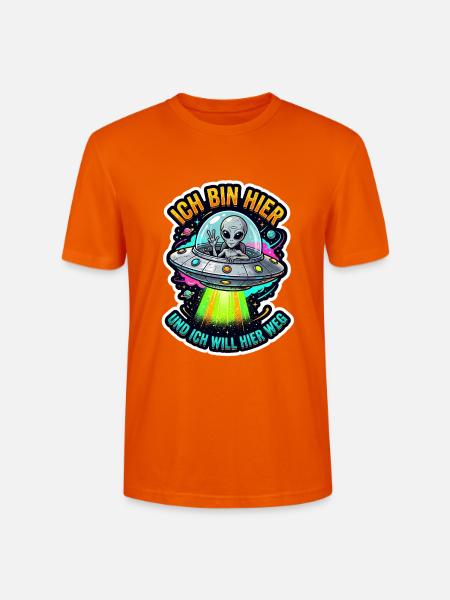 UFO Alien Sticker: Hier Weg - Stanley/Stella Unisex Bio-T-Shirt CRAFTER - Tieforange