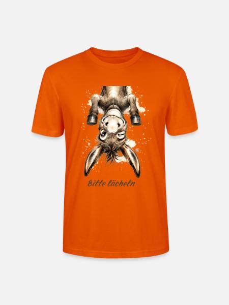 Bitte lächeln – Lustiger Esel - Stanley/Stella Unisex Bio-T-Shirt CRAFTER - Tieforange