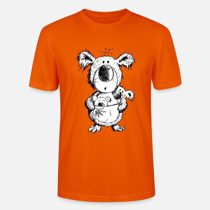 Koala Mama Mit Babys - Stanley/Stella Unisex Bio-T-Shirt CRAFTER - Tieforange