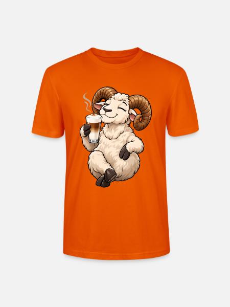 Widder Sternzeichen mit Latte Macchiato - Stanley/Stella Unisex Bio-T-Shirt CRAFTER - Tieforange