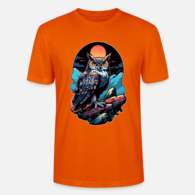 Großer Eule Uhu bei Mondschein - Stanley/Stella Unisex Bio-T-Shirt CRAFTER - Tieforange