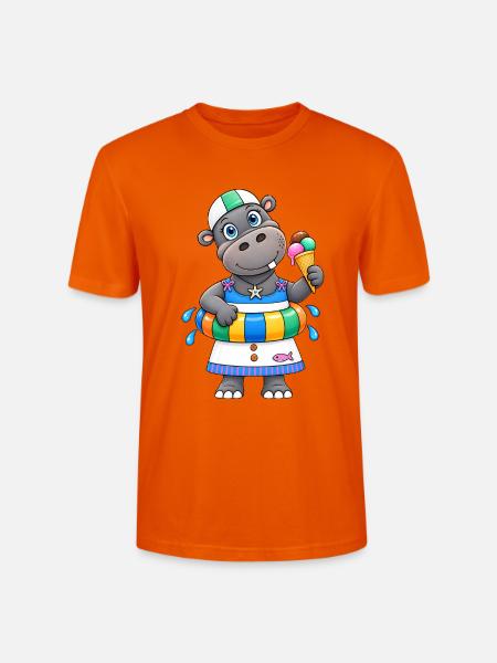 Nilpferd Sommer Lustiges Hippo - Stanley/Stella Unisex Bio-T-Shirt CRAFTER - Tieforange