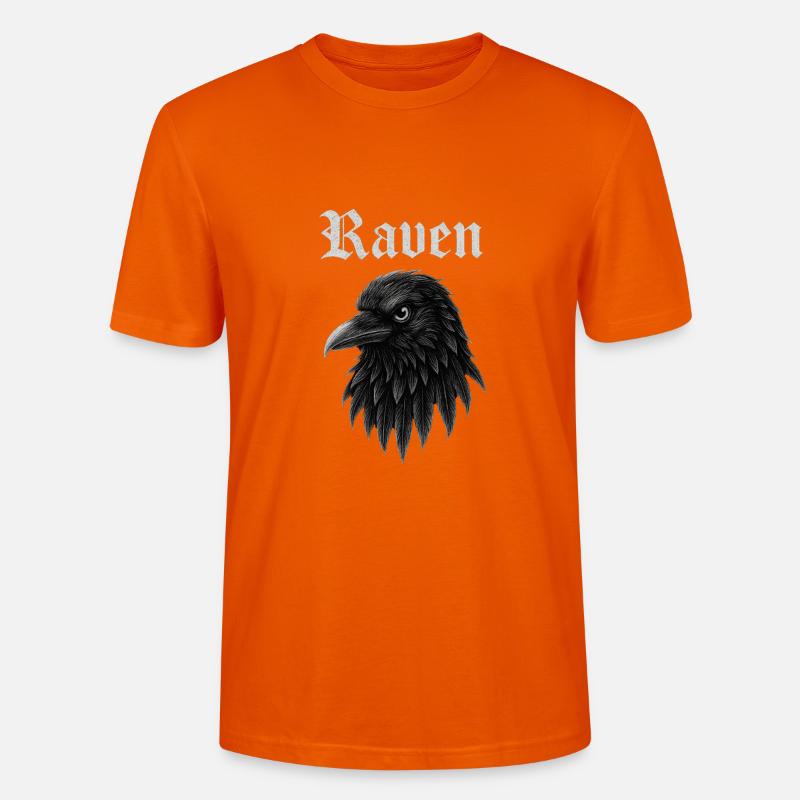 Rabe Gothic Kopf-Illustration Geschenkidee Style  - Stanley/Stella Unisex Bio-T-Shirt CRAFTER - Tieforange