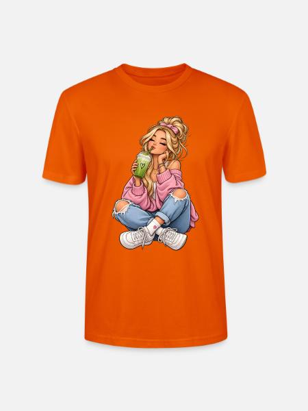 Mädchen mit Matcha Latte - Stanley/Stella Unisex Bio-T-Shirt CRAFTER - Tieforange