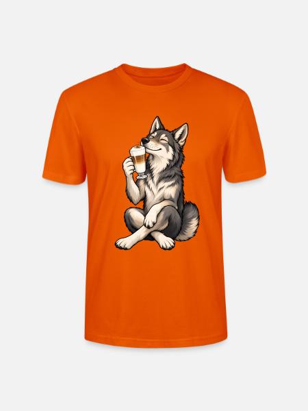 Wolfshund mit Latte Macchiato - Stanley/Stella Unisex Bio-T-Shirt CRAFTER - Tieforange