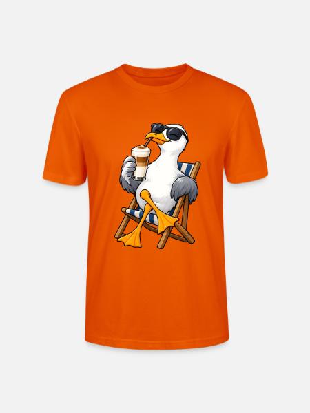 Möwe mit Latte Macchiato - Stanley/Stella Unisex Bio-T-Shirt CRAFTER - Tieforange
