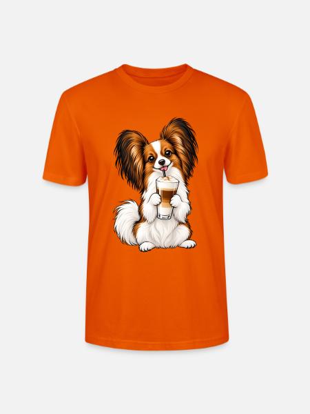 Schmetterlingshund Papillon mit Latte Macchiato - Stanley/Stella Unisex Bio-T-Shirt CRAFTER - Tieforange