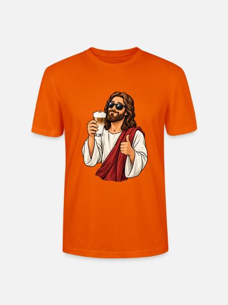 Jesus mit Latte Macchiato - Stanley/Stella Unisex Bio-T-Shirt CRAFTER - Tieforange