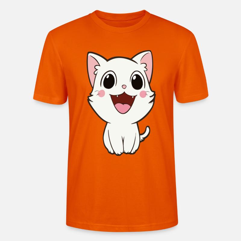 Verspieltes weißes Kätzchen-Maskottchen - Stanley/Stella Unisex Bio-T-Shirt CRAFTER - Tieforange