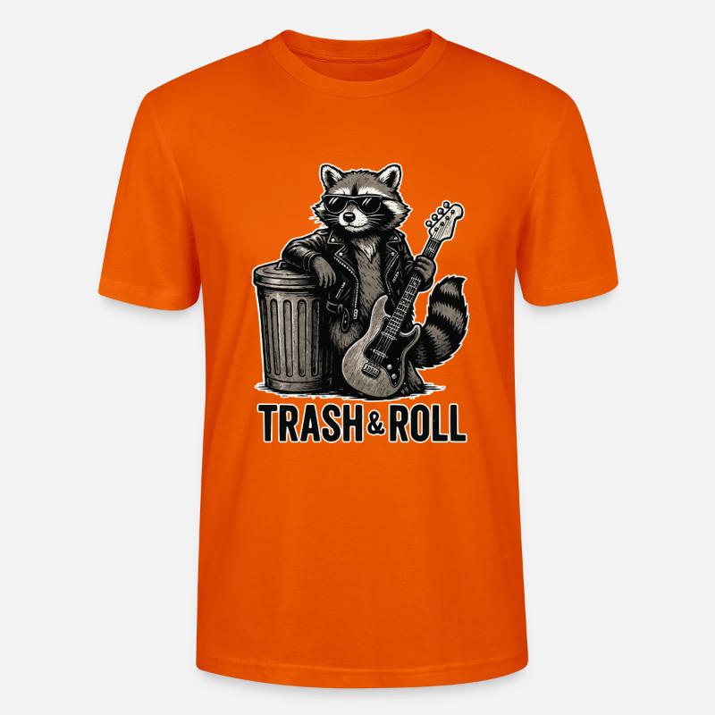 Trash & Roll Waschbär mit Gitarre - Stanley/Stella Unisex Bio-T-Shirt CRAFTER - Tieforange