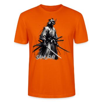 Samouraï - T-shirt bio CRAFTER Stanley Stella Unisexe - orange profond - Devant - Alina (178cm) & Michal (187cm)