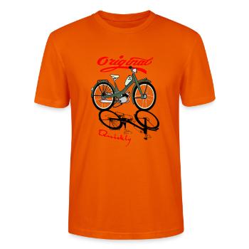 NSU Quickly Mofa Kult - Stanley/Stella Unisex Bio-T-Shirt CRAFTER - Tieforange - Vorne - Alina (178cm) & Michal (187cm)
