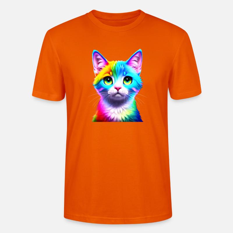 Regenbogenkatze Neonkunst - Stanley/Stella Unisex Bio-T-Shirt CRAFTER - Tieforange